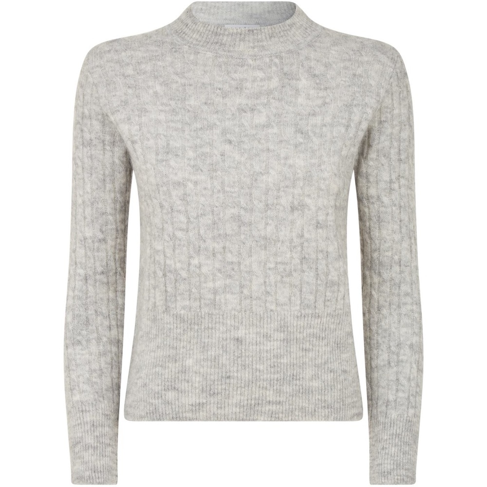 Sandro Gray Soyeux Cropped Cable-knit Sweater